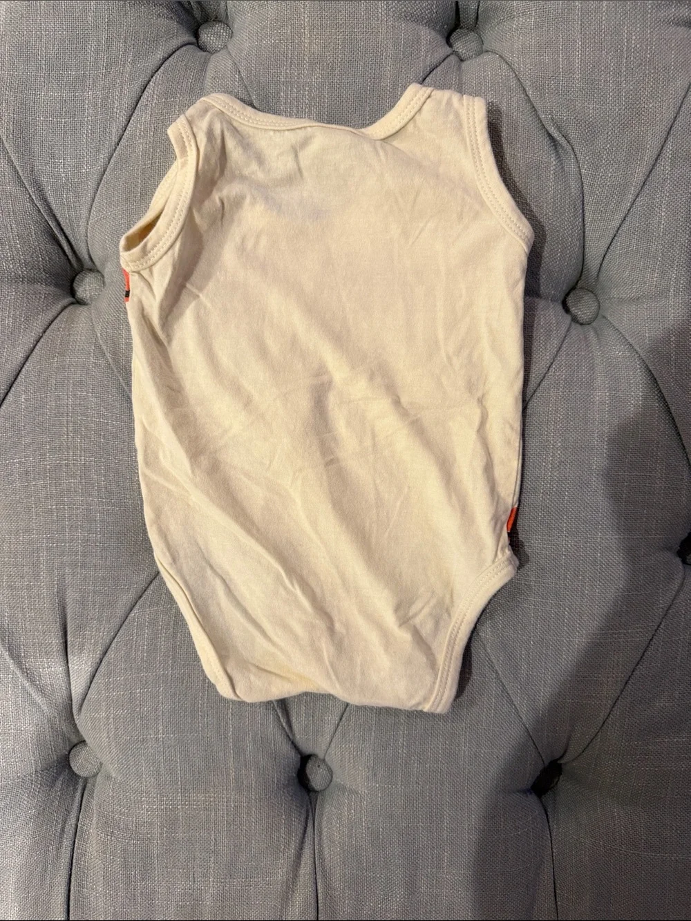 Cream Sleeveless Bodysuit with Orange Flamingo Print